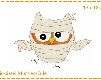 Mummy Owl - Halloween Owl 13x18 embroidery file