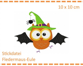 Bat owl - Halloween owl 10x10 embroidery file