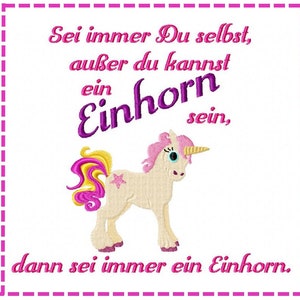 Sei ein Einhorn Stickdatei 20x20 Bild 1