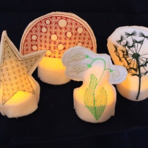 Tealight Cover Set &quot;Seasons&quot; Embroidery File ITH 10x10