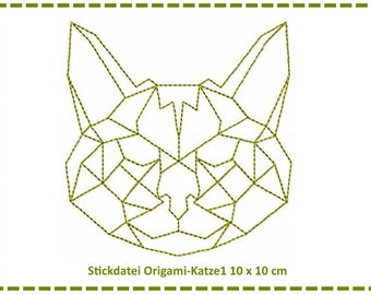 Stickdatei Origami Katze1 10x10