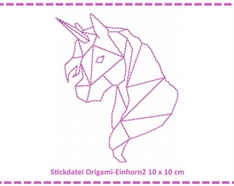 Stickdatei Origami Einhorn2 10x10