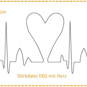 Fichier de broderie 20 x 20 cm « palpitations » ECG avec cœur