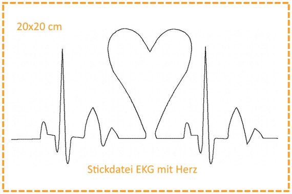 Haft Plik 20 X 20 Cm Kołatanie Serca Ekg Z Sercem