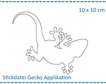 Stickdatei Gecko mini 10x10 Fransen-Applikation