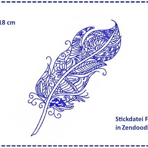 Feder Zendoodle Stickdatei 13x18 Bild 1