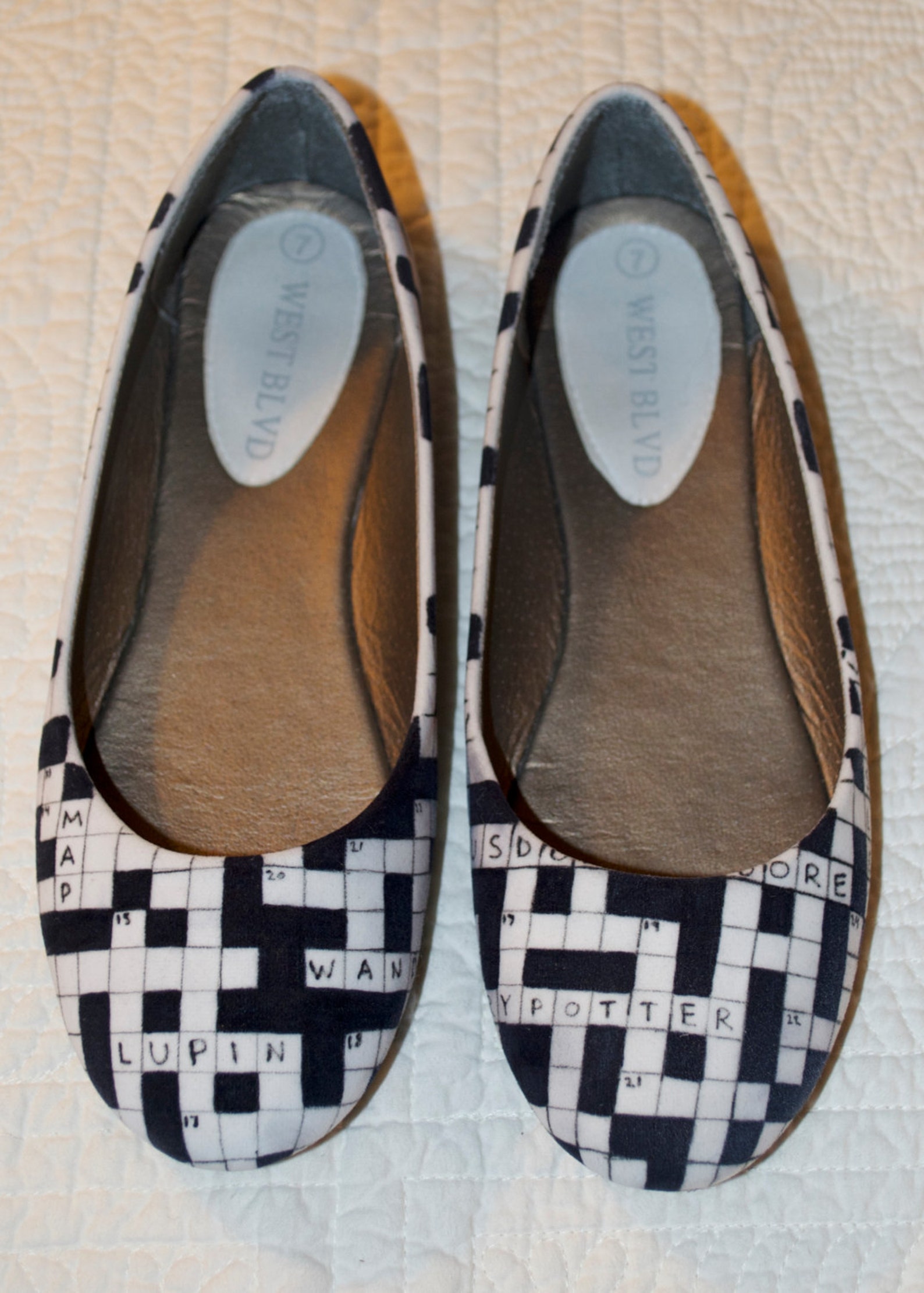 custom crossword puzzle ballet flats