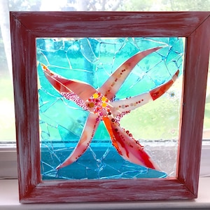Star Fish Starfish Coral Mosaic Sea Coral Stained Glass Art OOAK