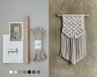 DIY macrame kit, gift for mom, small macrame wall hanging kit by KNOT it Yourself