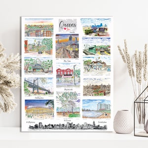Queens, Queens map,Queens album,  New York Neighborhood,Queens City Map Print, Queens New York Map Art Print, designed by Melixah