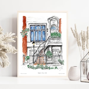 Upper East Side, Beautiful New York house NY, Newyorkprint, New york, Manhattan , watercolor printed,Art print, New York by Awarded Artist