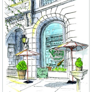 Upper East Side,  famous Coffee , best East side coffee shop, Newyork print, New york, watercolor printed, New York by Awarded Artist
