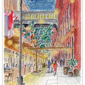 Starry Night Chelsea,Chelsea Market restaurants, Chelsea unique market in Manhattan ,watercolor print ,  New York by artist Melixah