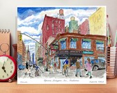 Upper east side, Lexington ave, Historical cafes and corner, Building Uptown Manhattan New York City Print