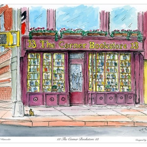 The Corner Book store 13 , upper east side, Newyorkprint, New york, Manhattan , watercolor printed,Art print, New York by Awarded Artist