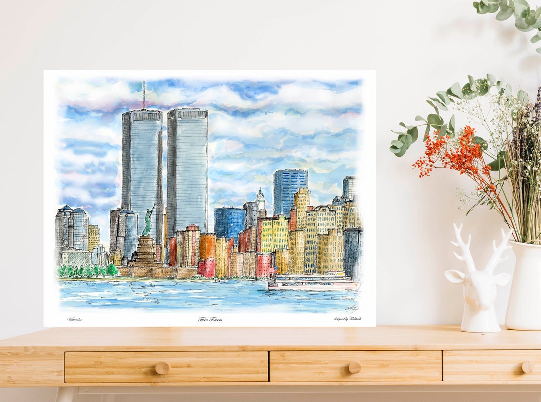 Twin Towers, World Trade Center, Twin Tower Old, Colorful