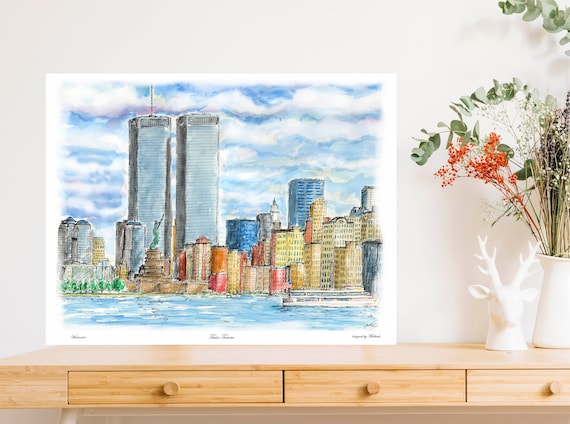Twin Towers, World Trade Center, Twin Tower Old, Colorful New York