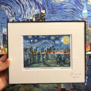 new year sale!Van Gogh in New York , watercolor print,  New York by artist Melixah