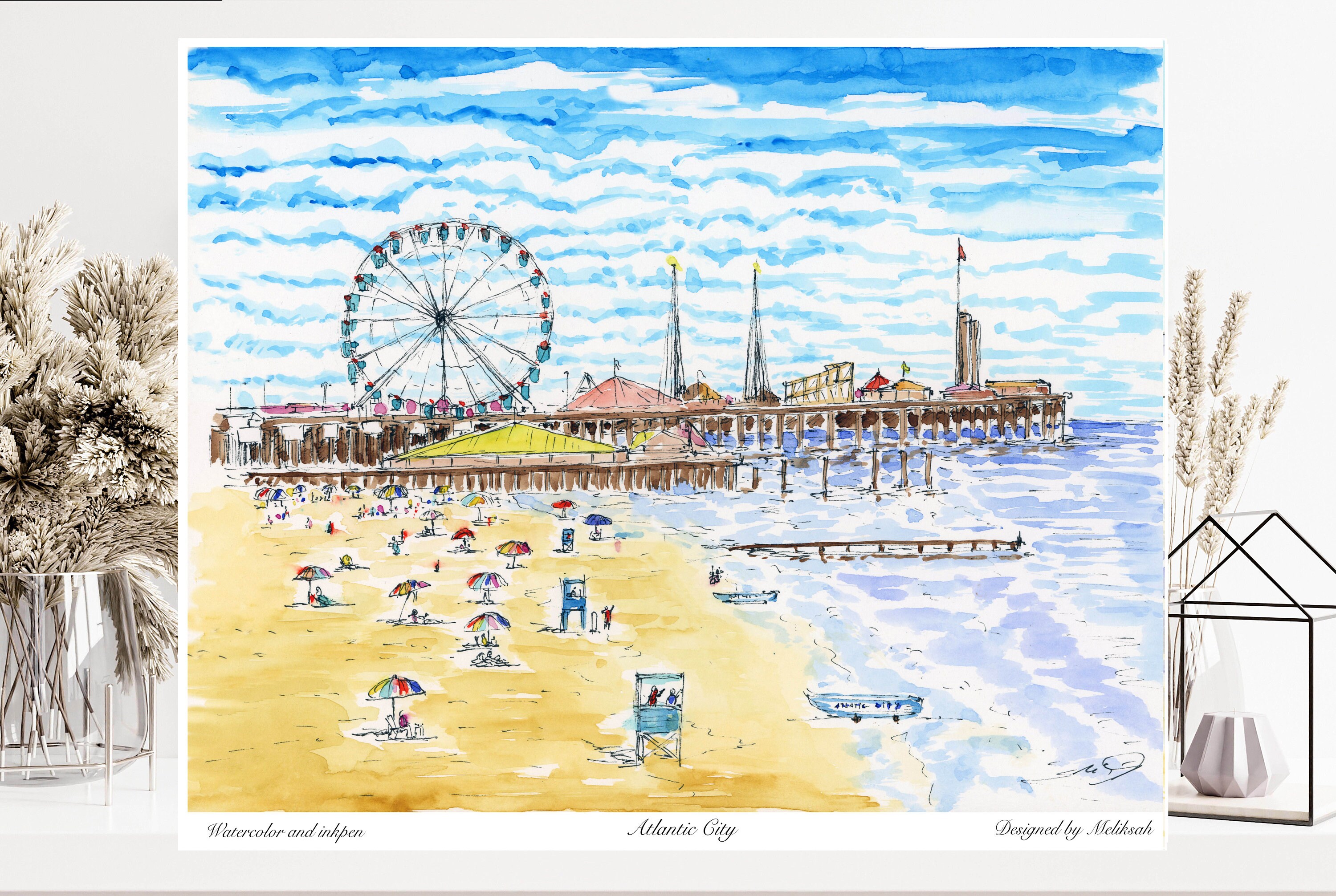 [THE MUSEUM VISITOR]★CITY DRAWING GRAPHIC BEACH TOWEL sublimated-towel-white-30x60-
