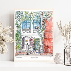 Upper East Side, Beautiful New York houses, Newyorkprint, New york, Manhattan , watercolor printed,Art print, New York by Awarded Artist