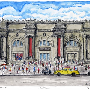 The MET museum , The Metropolitan Museum of Art: Home , museum watercolor and ink pen print made by Artist Meliksah