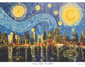Starry Night, Starrynight,  New York starry night, Central Park, first class print New York, Christmas gift, Christmas wall decor