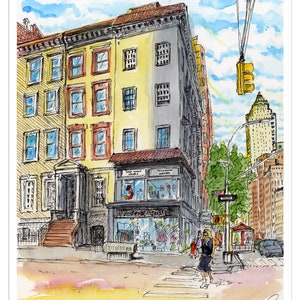 Upper East Side 73rd street , Brownstone houses, NY houses, Newyorkprint, New york, Manhattan , watercolor print, New York by Awarded Artist