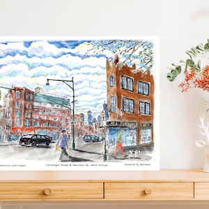 New York print, Christopher St Station, 7th ave, Christopher St, west village, West village New York designed by Melixah
