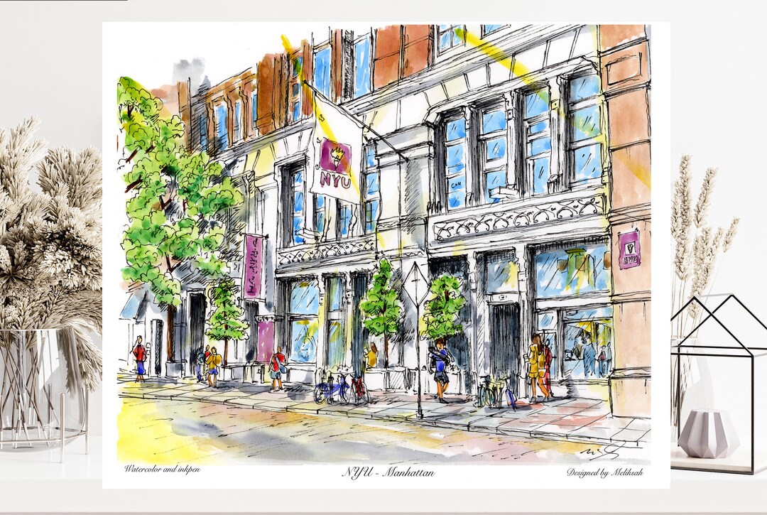 NYU Manhattan, NYU Print, NYU, New York, by Awarded Artist Melixah Etsy