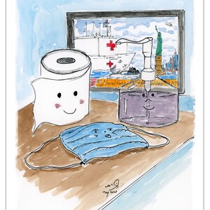 New York Quarantine // Aquarell Druck // New York // Quarantine // Inspiration // Pandemic Art // Kunstdrucke // Wandkunst // Bunt