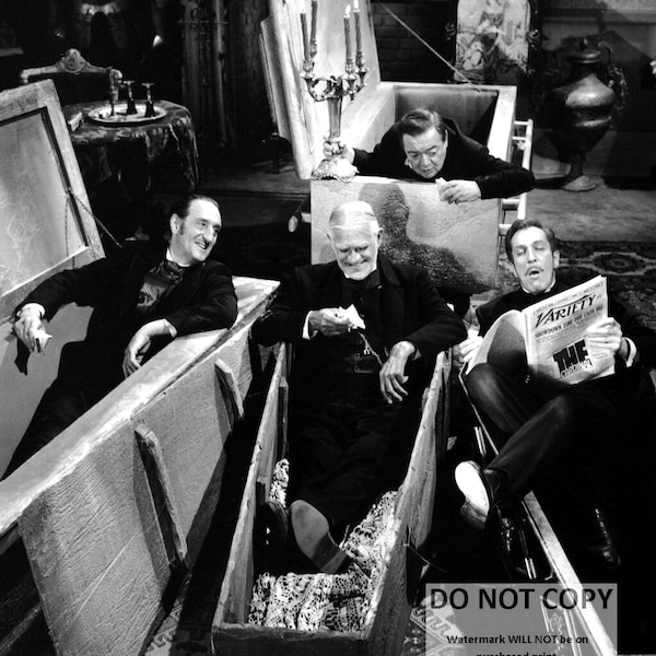 Peter Lorre, Vincent Price, Boris Karloff and Basil Rathbone in "The Comedy of Terrors" - 8X10 or 11X14 Photo (ZY-969) [LG-202]