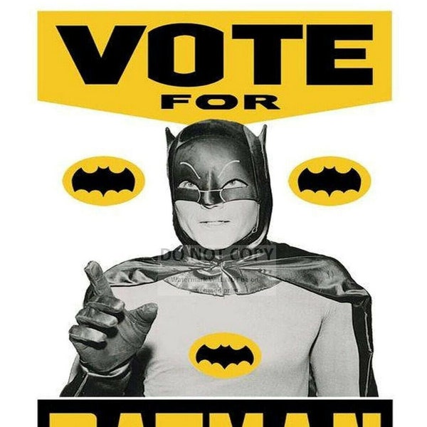 Adam West as "The Caped Crusader" on a "Vote For Batman" Election Poster - 8X10 Publicity Photo (SP-145)