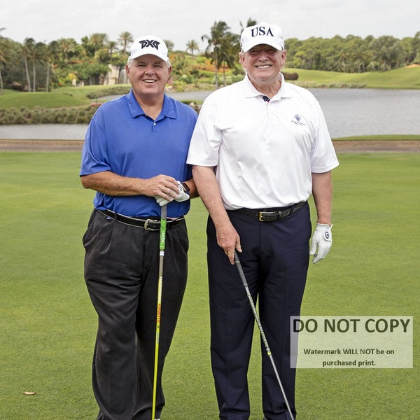 President Donald J. Trump with *Facsimile* Autograph and Talk Show Host Rush Limbaugh - 5X7, 8X10 or 11X14 Photo (RP-020)