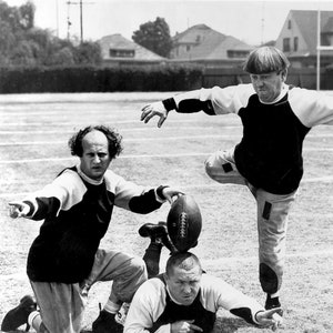 Curly Howard, Larry Fine & Moe Howard &quot;The Three Stooges&quot; in &quot;Three Little Pigskins&quot; - 8X10 or 11X14 Publicity Photo (AZ-336)