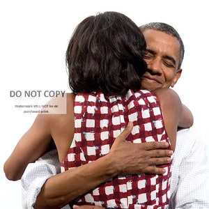 President Barack Obama Hugs First Lady Michelle Obama After Her Campaign Event Introduction - 5X7 or 8X10 Photo (DD-113)