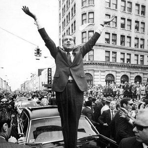 President Richard Nixon Stands on a Car Hood in Savannah, Ga - 5X7, 8X10 or 11X14 Photo (CC940)