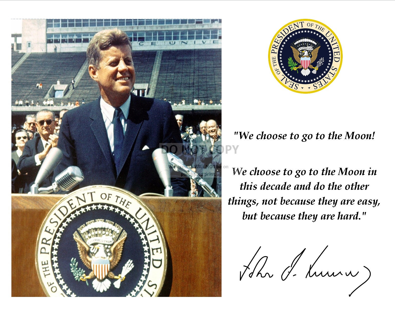President John F Kennedy Moon Speech At Rice University Quote Etsy