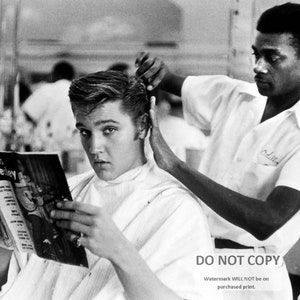 Elvis Presley Getting His Haircut at Jim's Barber Shop in Memphis, Tennessee - 5X7, 8X10 or 11X14 Photo (RT-472) [LG-105]