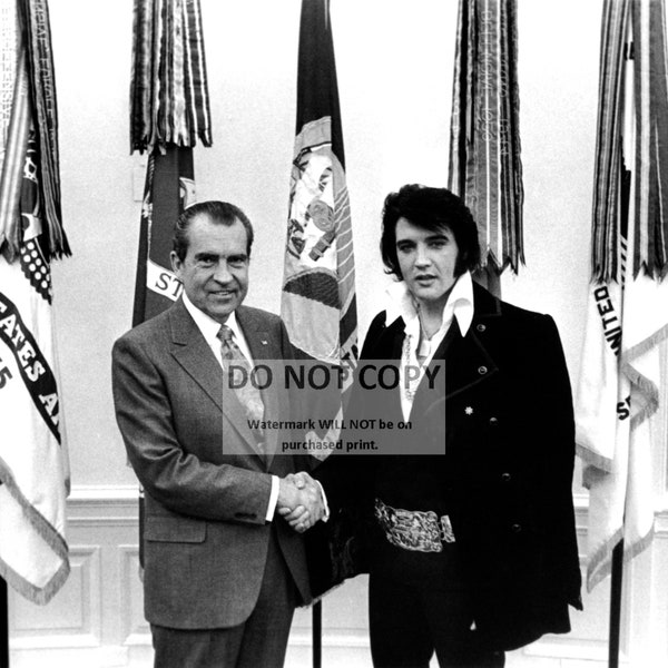 President Richard Nixon Meets With Elvis Presley in 1970 - 5X7, 8X10 or 11X14 Photo (EP-834)