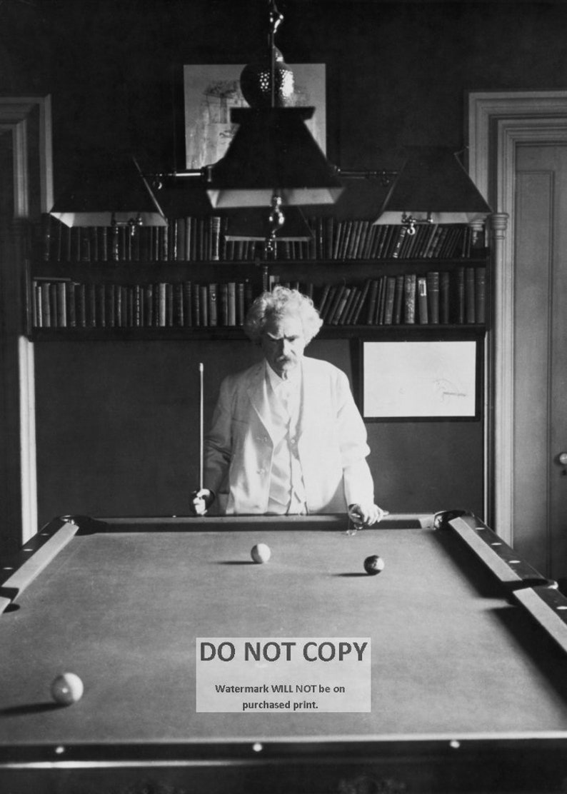 Mark Twain Playing Pool Billiards Samuel Clemens Writer 5X7 or 8X10 Photo FB-465 5X7 inches