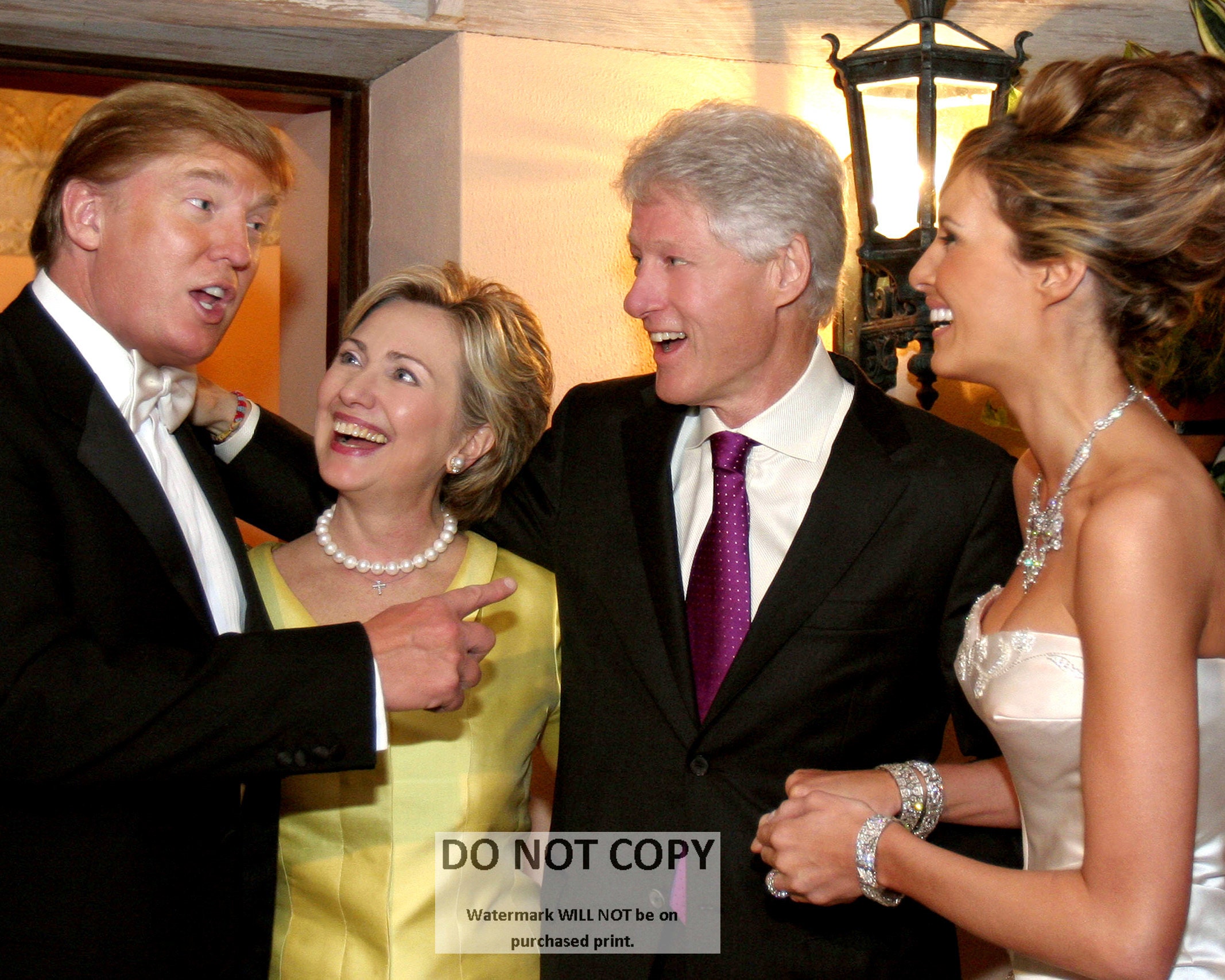 Donald and Melania Trump with Bill and Hillary Clinton in 2005 - 5X7, 8X10 or 11X14 Photo (OP-464)
