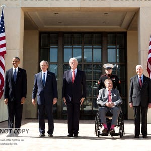 Barack Obama With Former Presidents at the George W. Bush Library & Museum Dedication - 5X7, 8X10 or 11X14 Photo (ZY-281)