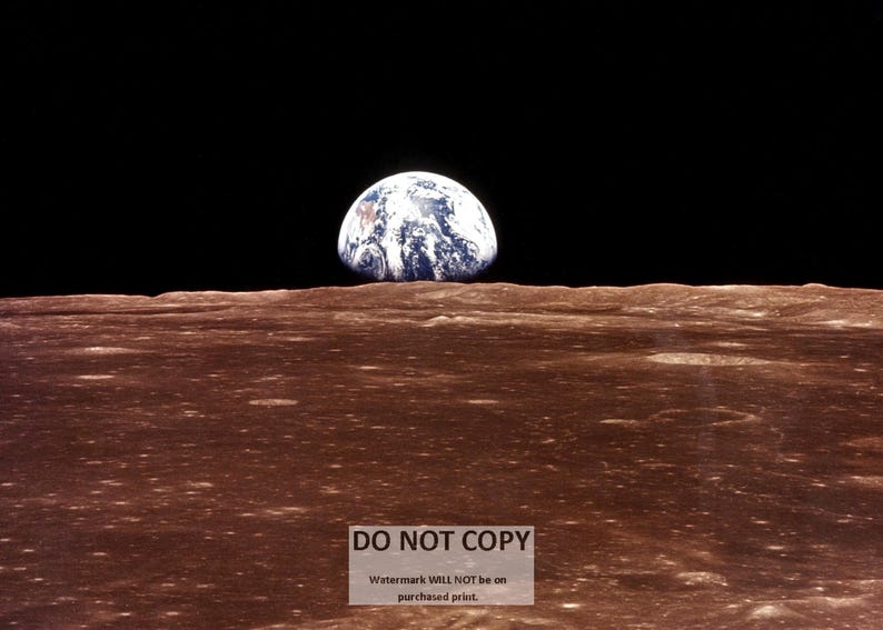 Apollo 11 Photo: Earthrise Over Moon, NASA Print - Etsy