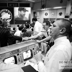 Gene Kranz and Others in Mission Control Celebrate the Return of Apollo 13 - 5X7, 8X10 or 11X14 NASA Photo (AA-247)