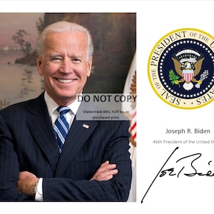 President Joe Biden With the Presidential Seal and His Signature* - 8X10 or 11X14 Photo (RP-117)