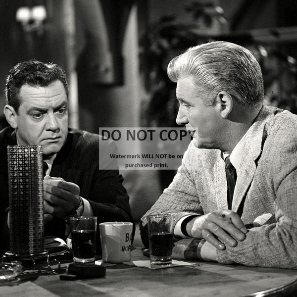 Raymond Burr and William Hopper in The TV Program "Perry Mason" - 5X7, 8X10 or 11X14 Publicity Photo (OP-653)