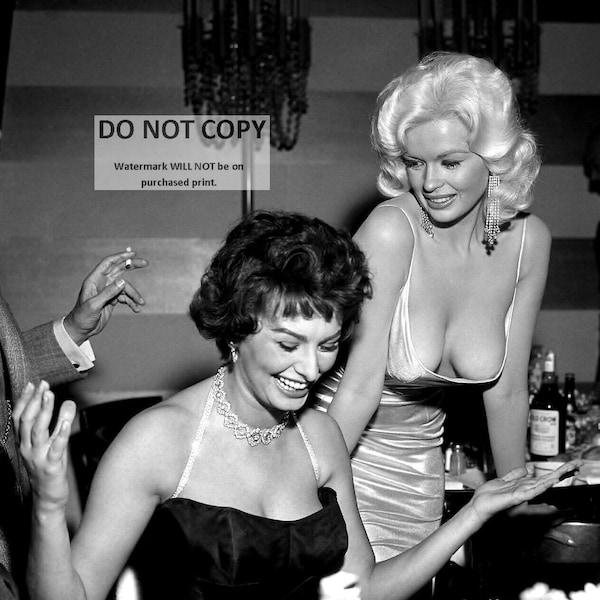 Sophia Loren and Jayne Mansfield at a Party in 1957 - 8X10 or 11X14 Publicity Photo (BB-894)