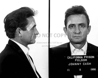 Johnny Cash "Mug Shot" at Folsom Prison in 1966 - 8X10 or 11X14 Publicity Photo (AB-144) [LG-174]