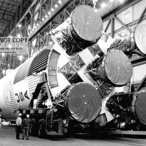 S-1C Booster for the Apollo 11 Saturn V Rocket in the Vehicle Assembly Building - 8X10 or 11X14 NASA Photo (EP-338)