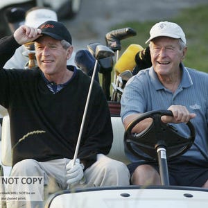 George W. Bush Golfing with Father George H.W. Bush - 5X7, 8X10 or 11X14 Photo (WW011)
